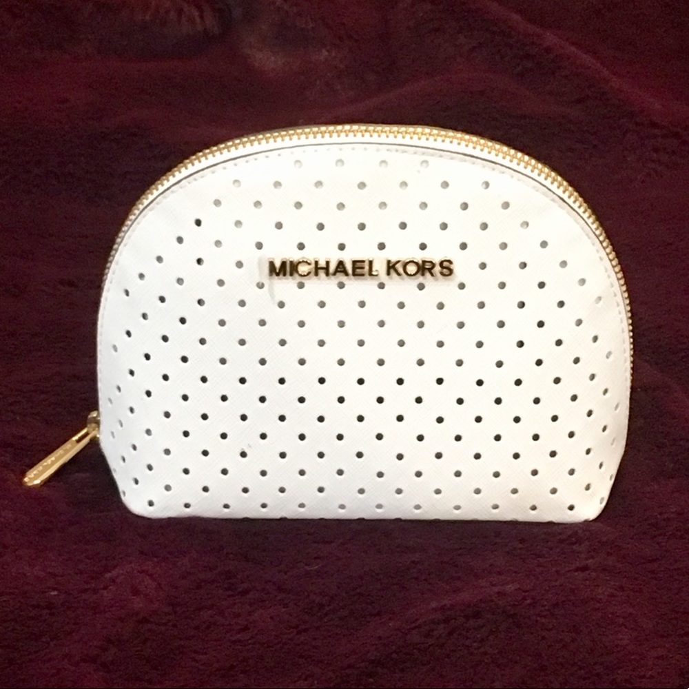 Michael Kors White & Gold Cosmetic Pouch